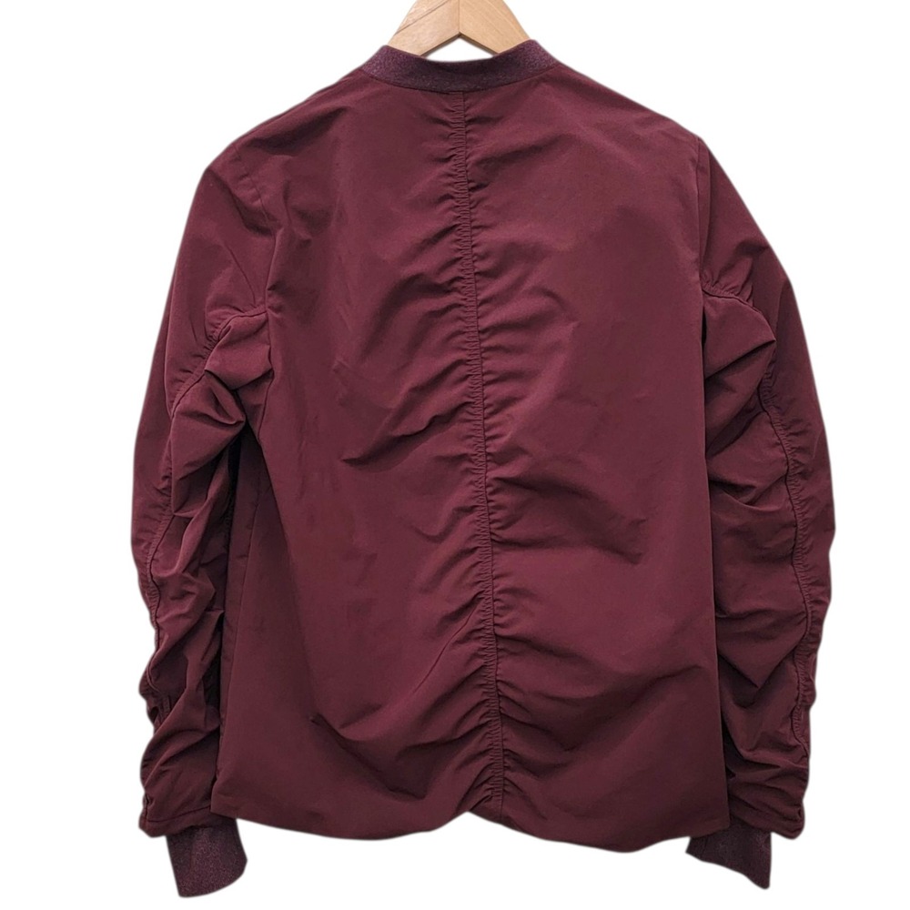 Nike‎ Shield Golf Bomber Jacket Womens Small Burgundy Crush Ruched Sleeves - Picture 3 of 12